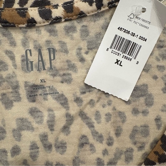 GAP Women’s Short Sleeve Favorite Tee Cheetah/Leopard Print Size XL New With Tag - Picture 9 of 9